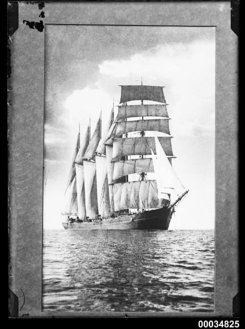 Unidentified barquentine at sea