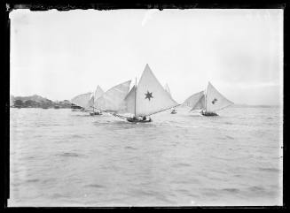 18-footers LIVONIA and GOLDING on Sydney Harbour, inscribed 426