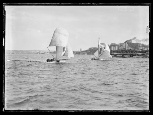 18-footer DONNELLY and ferry KIRRULE on Sydney Harbour, inscribed 430