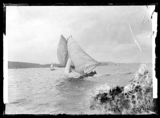 18-footer with a Union Jack insignia, either AUSTRALIAN or AUSTRALIA, Sydney Harbour