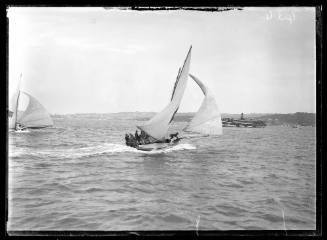 18-footers KISMET and DONNELLY and ferry on Sydney Harbour, inscribed 434