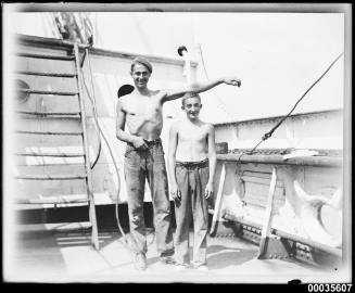 Two young crew members on board MAGDALENE VINNEN