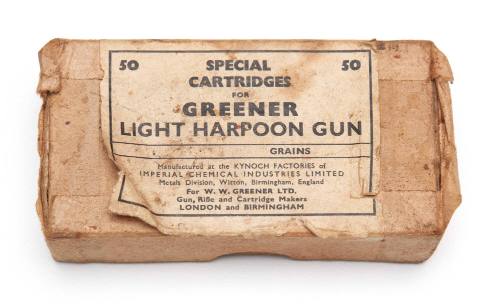 Box for 50 special cartridges for Greener's Light Harpoon Gun 00046242