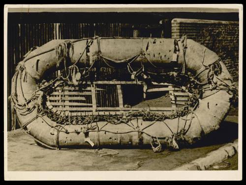 Carley float from HMAS SYDNEY, only surviving wreckage recovered by HMAS HEROS in Indian Ocean on 27 November 1941