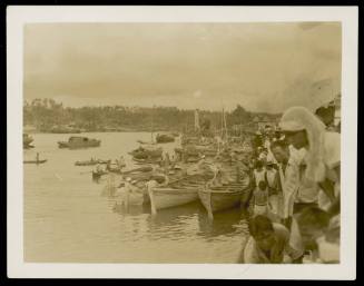 Manado, Dutch Celebes, September 1945, evacuation craft. Corvettes unable to berth at jetty