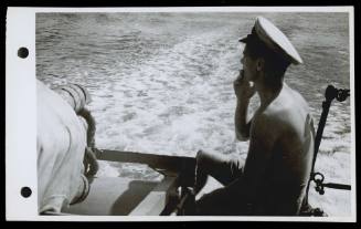 A16737 C.P.O. Coad, RAN, from Victoria, aboard HMAS GLENELG, at Boeroe