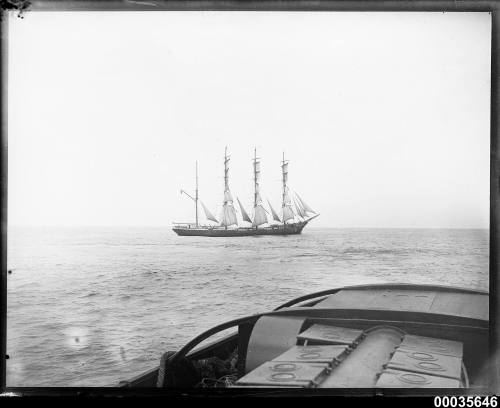 Starboard view of German barque GUSTAV at sea