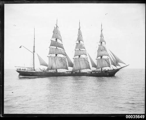Starboard view of German barque GUSTAV at sea