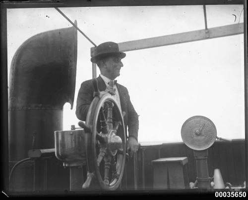 Man possibly at the wheel of the German barque GUSTAV