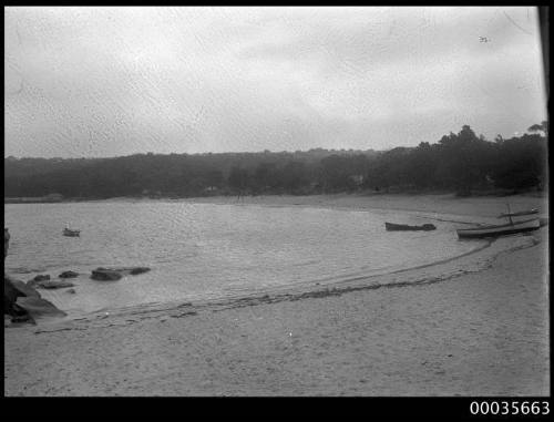 View of Balmoral Beach with five boats