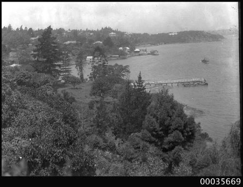 Harbour view of a beach and wharf