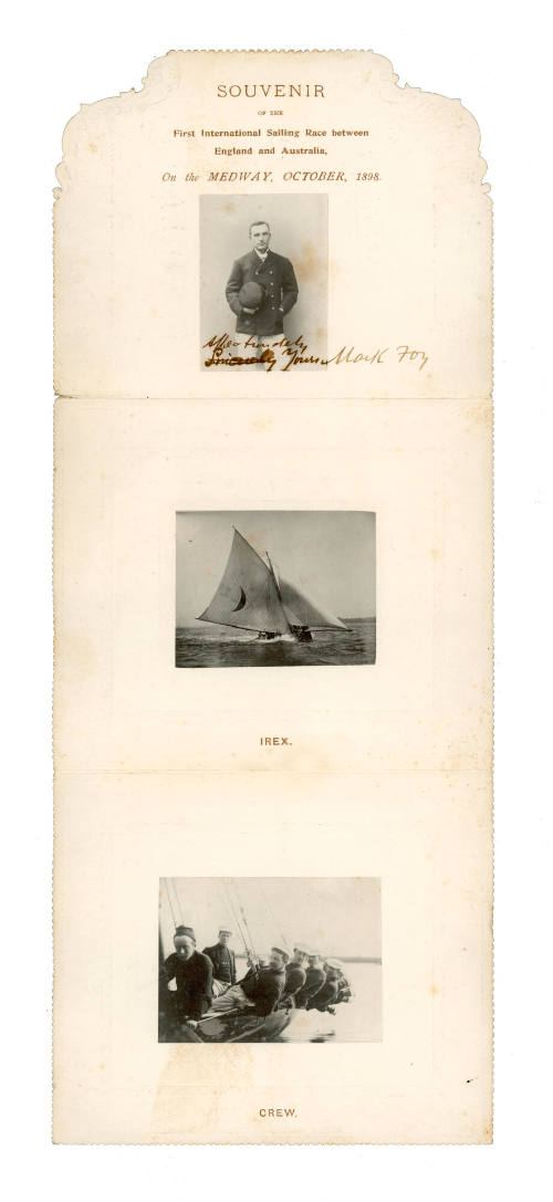 Souvenir of the First International Sailing race between England and Australia, on the Medway, October, 1898