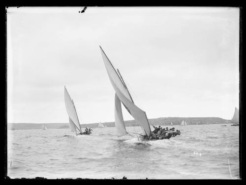 18-foot skiffs on Sydney Harbour, inscribed 40 +