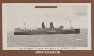 Photographic postcard of two funnel passenger ship SS RAWALPINDI