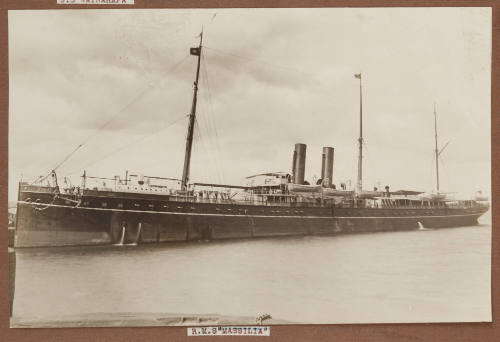 Photograph of two funnel cargo passenger ship  RMS MASSILIA