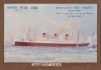 White Star Line :  Quadruple-Screw RMS MAJESTIC 56,551 Tons. The largest steamer in the World at New York