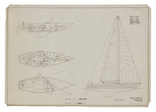 45' IOR Yacht arrangement plan