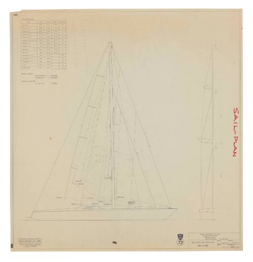 Sail plan for 72'0" alloy ocean racing yacht