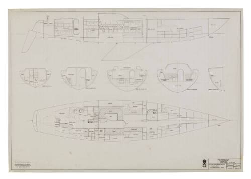 Accommodation plan for a 72 foot ocean racing yacht