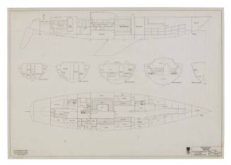 Accommodation plan for a 72 foot ocean racing yacht