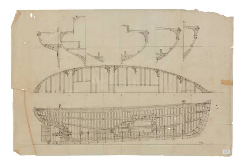 Construction plan for wooden motor vessel