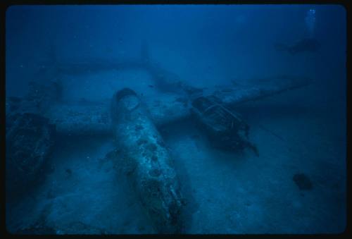 The wreck of a WW2 U.S bomber plane located in Papua New Guinea