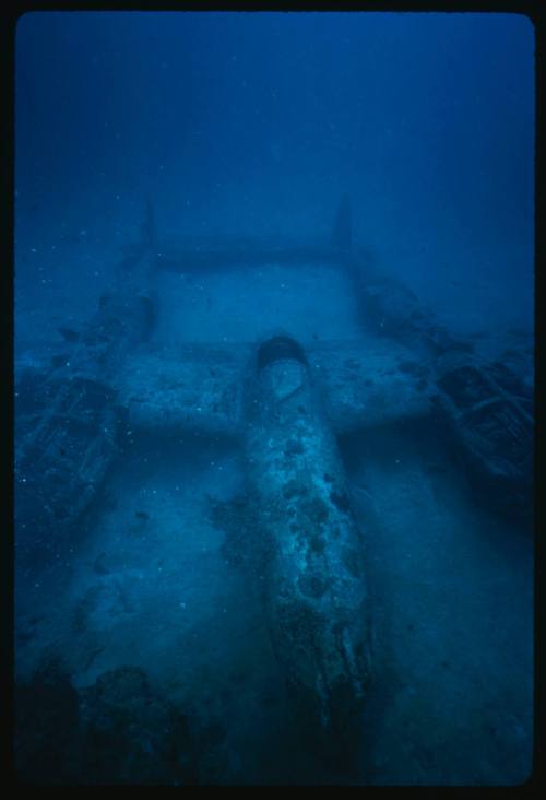 Heavily corroded object on seafloor