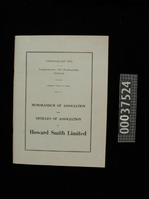 MEMORANDUM OF ASSOCIATION HOWARD SMITH LIMITED, CONTAINS ARTICLES OF ASSOCIATION FOR HOWARD SMITH LIMITED