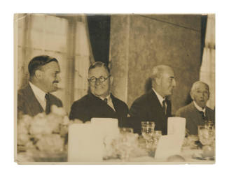 Photograph of Thomas Stewart Gordon at dinner with Prime Minister Billy Hughes and other dignitaries
