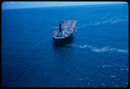 Arial view of container ship of SETSUYO MARU at sea