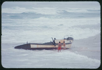 An old boat washed up on beach