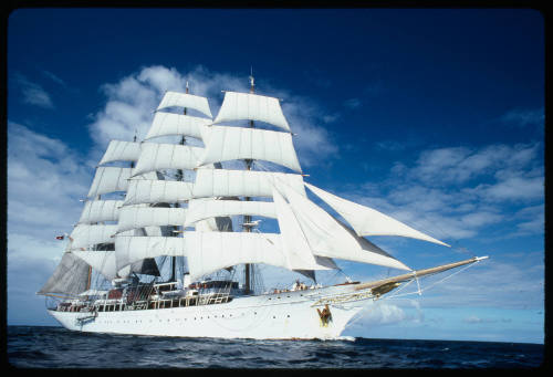 Four masted SEA CLOUD in water