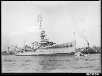 HMS DELHI at naval buoy number 2 in Sydney on Fleet Day