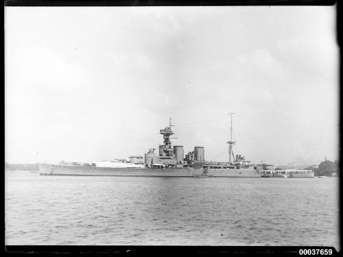 HMS HOOD anchored in Neutral Bay