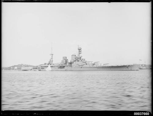 HMS REPULSE anchored in Athol Bight