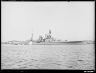 HMS REPULSE anchored in Athol Bight