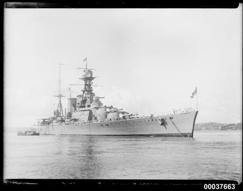 HMS HOOD anchored in Neutral Bay