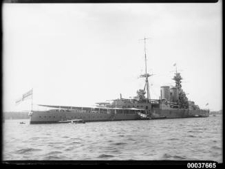 HMS HOOD anchored in Neutral Bay