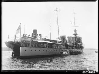 HMS DAUNTLESS moored alongside BRITISH BEACON