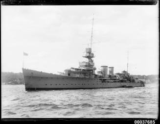 HMS DELHI anchored on the northern side of Sydney Harbour