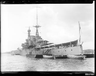 HMS REPULSE anchored in Athol Bight
