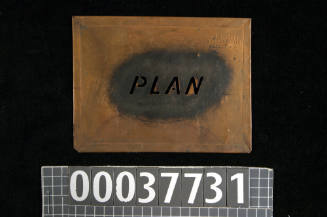 Stencil featuring the word PLAN