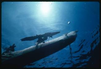 Hull of an outrigger canoe from below