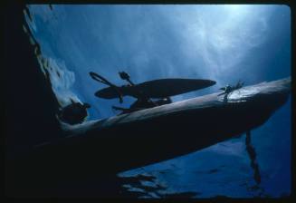 Hull of an outrigger canoe from below