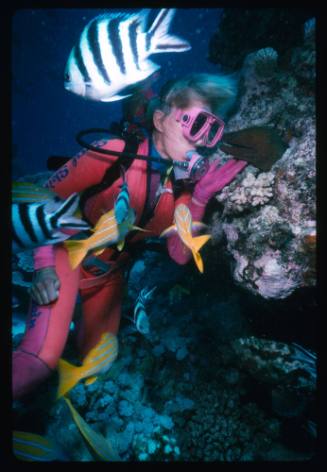 Valerie playing with a Moray Eel