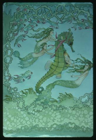 Artwork of seahorse and merpeople