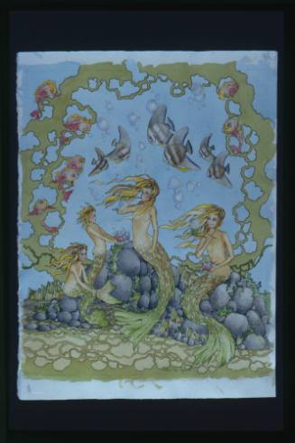 Artwork of four merpeople