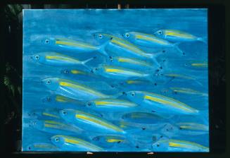Painting by Valerie Taylor depicting a school of fish swimming