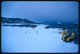 People on land in Antarctica