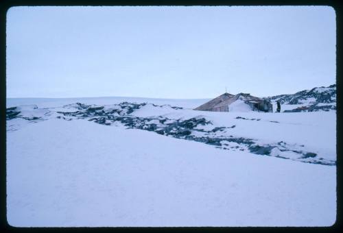 Wooden buildings in the distance